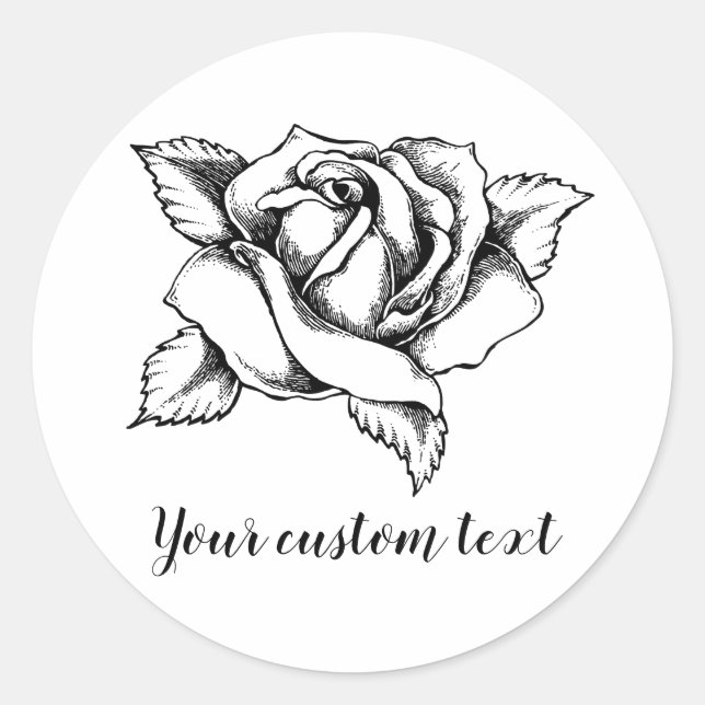 Anpassbare schwarze Rose Runder Aufkleber (Vorderseite)