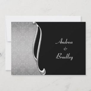 Anpassbare Silver Black Blüh Wedding Einladung
