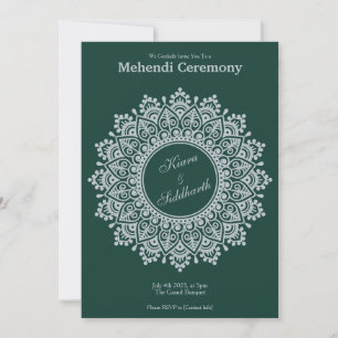Anpassbare Silver Emerald Mehendi Henna Indian Einladung