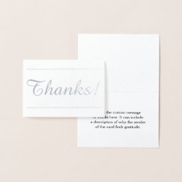 Anpassbare Silver Foil "Danke!" Karte
