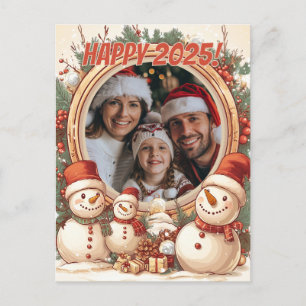 Anpassbare Snowman Happy New Year Postkarte