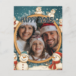 Anpassbare Snowman Happy New Year Postkarte