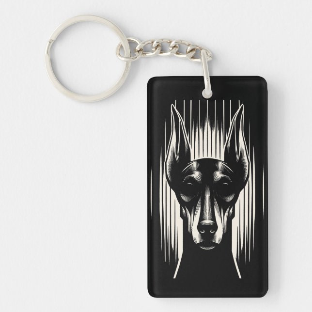 Anpassbare Spooky Doberman Akryllischer Schlüssela Schlüsselanhänger (Vorderseite)