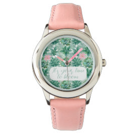 Anpassbare Sukkulente "Es ist Zeit, zu blühen" Armbanduhr