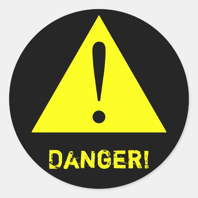 Anpassbare Symbol-Aufkleber für Schwarz-Gelb-Warnz Runder Aufkleber (Vorderseite)