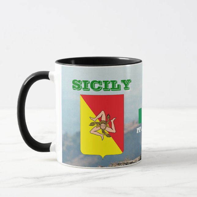 Anpassbare Tasse für Sizilien - Flag & Wappen (Links)