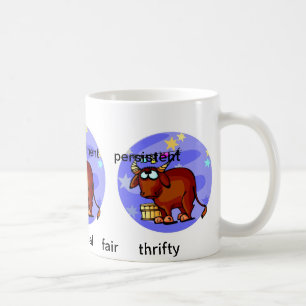 Anpassbare Taurusmerkmale Niedlicher Cartoon Zodia Kaffeetasse