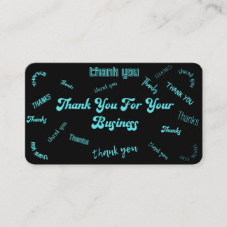 Anpassbare Türkis/Schwarze Dankeschön Visitenkarte