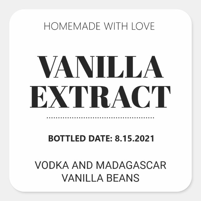 Anpassbare Vanilla Extract Label AF_02sq Quadratischer Aufkleber (Vorderseite)
