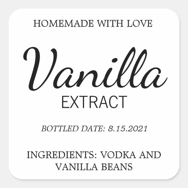 Anpassbare Vanilla Extract Label DS_01sq Quadratischer Aufkleber (Vorderseite)