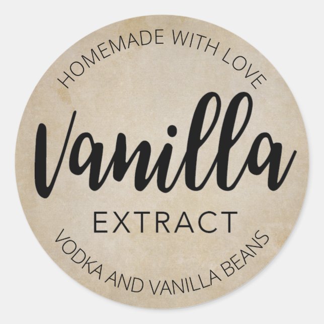 Anpassbare Vanilla Extract Label VE001_04rdblank Runder Aufkleber (Vorderseite)