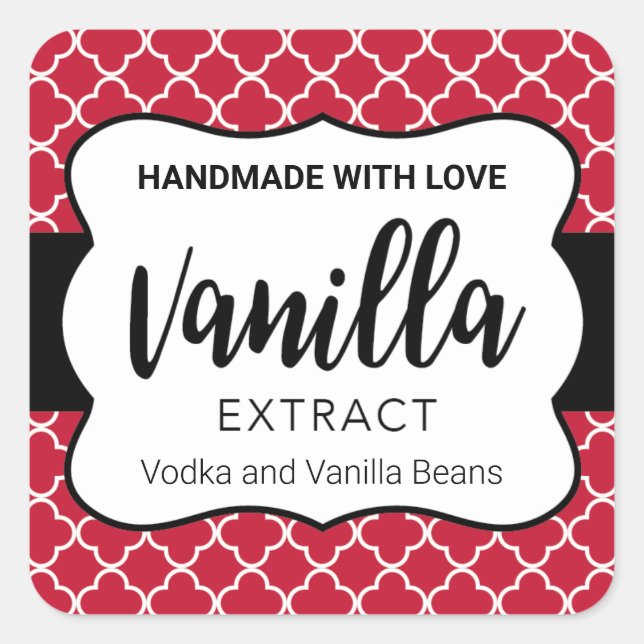 Anpassbare Vanilla Extract Label VE031_01sq Quadratischer Aufkleber (Vorderseite)