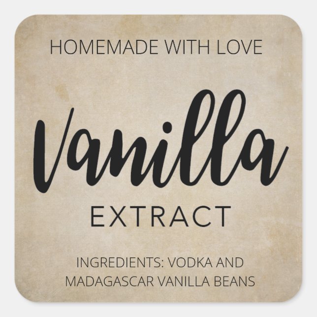 Anpassbare Vanilla Extract Labels VE001_04sqcust Quadratischer Aufkleber (Vorderseite)