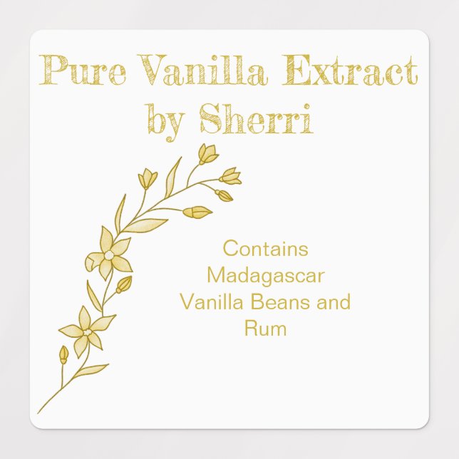 Anpassbare Vanilla Orchid, Vanilla Extract Etiketten (Design 1)