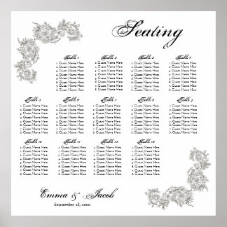 Anpassbare Vintage Inspirierte Sitztabelle Poster