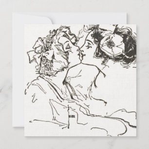 Anpassbare Vintage-Küssende-Lesben-Hochzeit