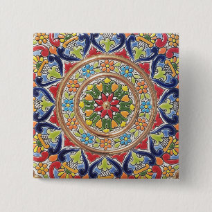 Anpassbare vintage spanische Fliese Button
