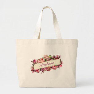Anpassbare Vintage Süße Mädchenhafte Florale Braut Jumbo Stoffbeutel