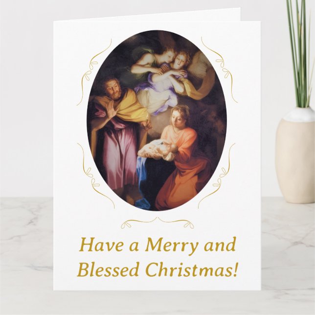 Anpassbare Vintage-Weihnachtsgeburt Christi Karte (Vorderseite)