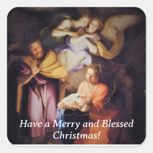 Anpassbare Vintage-Weihnachtsgeschichte Quadratischer Aufkleber