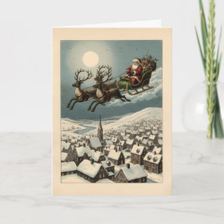 Anpassbare Vintage-Weihnachtsschlitten-Klassiker Karte