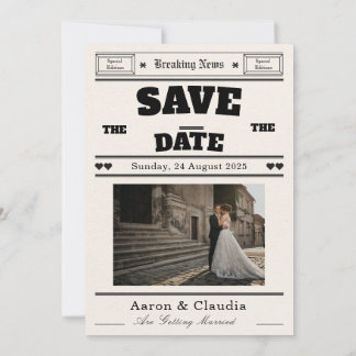 Anpassbare Vintage-Zeitung Save the Date Einladung