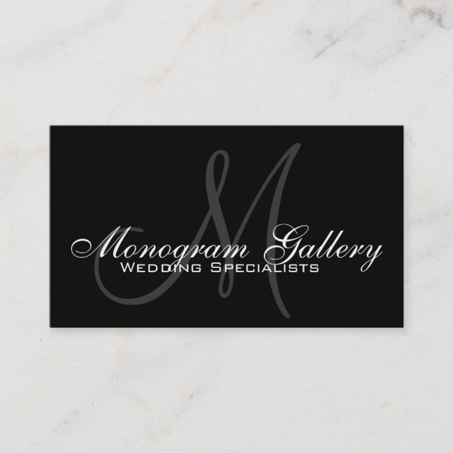 Anpassbare Visitenkarte für Schwarz-Grau-Monogramm (Vorderseite)