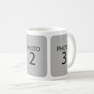 Anpassbare Vorlage 3 FOTOS im weißen Hintergrund Kaffeetasse