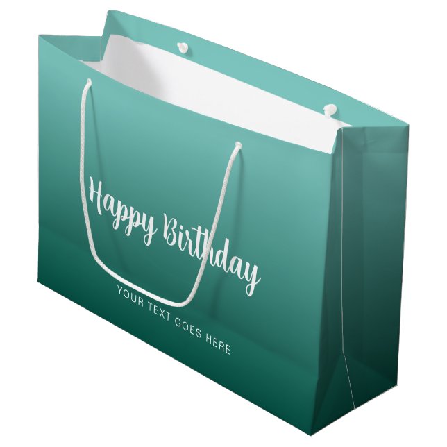 Anpassbare Vorlage Handgeschriebenes Glück zum Geb Große Geschenktüte (Vorderseite Schrägansicht)