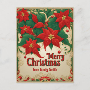 Anpassbare Weihnachtsblume Poinsettien Postkarte
