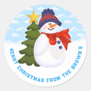 Anpassbare Weihnachtsschneemobil-Stickers Runder Aufkleber
