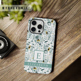 Anpassbare weiße Blumen grüne Blumen iPhone 15 Pro Max Hülle