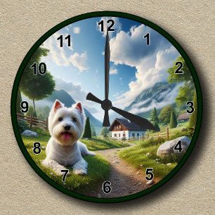 Anpassbare West Highland White Terrier (Westie) Runde Wanduhr