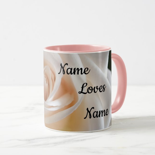 Anpassbare White Rose "Love You" Tasse (VorderseiteRechts)