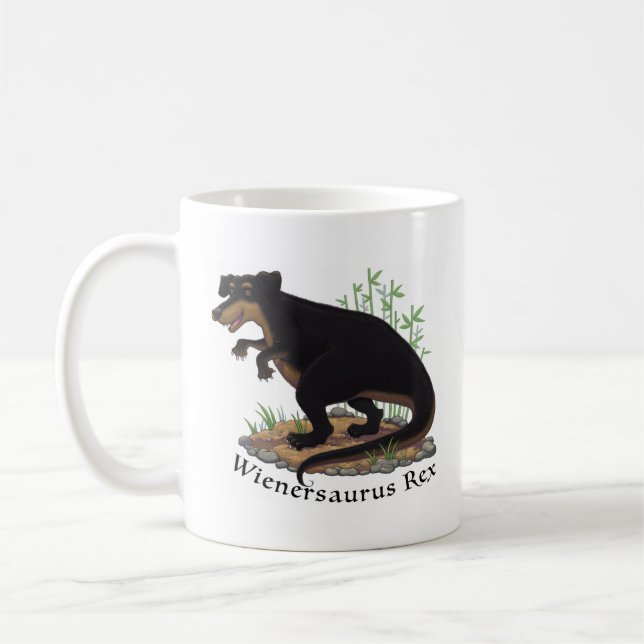 Anpassbare Wienersaurus Rex Kaffeetasse (Links)