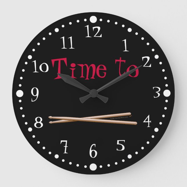 Anpassbare Zeit bis zum Trommelvorgang - Drumstick Große Wanduhr (Vorderseite)