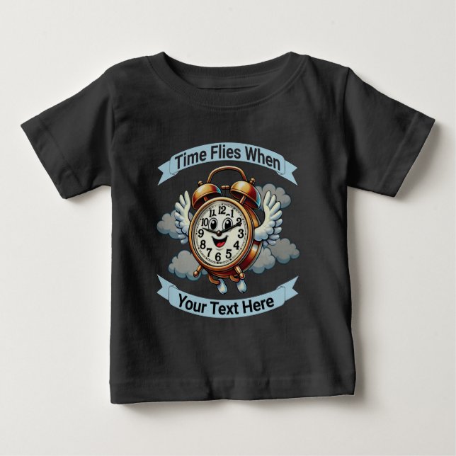 Anpassbare "Zeitfliegen, wenn" Uhr Baby T-shirt (Vorderseite)