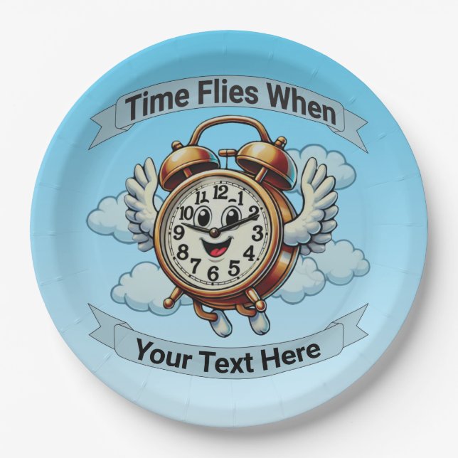 Anpassbare "Zeitfliegen, wenn" Uhr Pappteller (Vorderseite)