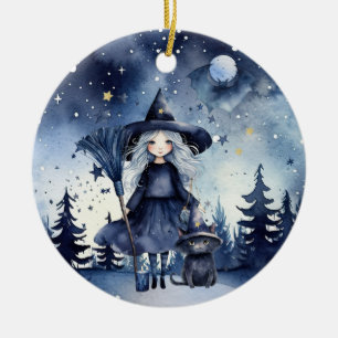 Anpassbarer 2-seitiger Halloween-Wasserfarben-Schm Keramik Ornament