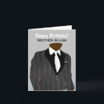 Anpassbarer Afro American Brother-in-law-Anzug C Karte<br><div class="desc">Diese Afroamerikaner Geburtstagskarte bietet eine teilweise Silhouette eines afroamerikanischen Mannes in einem grauen Anzug mit einer schwarzen Krawatte. Zeigen Sie Ihre Wertschätzung für einen verdienten Schwager mit einer Karte, die genau so sagt, wie Sie es sich vorgestellt haben. Hinweis: Sie können diese Karte nach Ihren Wünschen anpassen. (Wechsel des Schwager...</div>