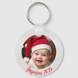Anpassbarer Aluminium-Kreis Baby Erstes Weihnachte Schlüsselanhänger