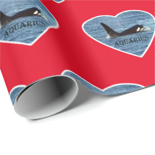 Anpassbarer Aquarius Orca Schwertwal Rot Geschenkpapier