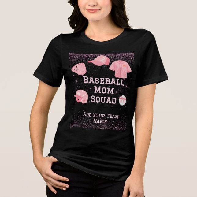 Anpassbarer Baseball-Mama-Squad-T - Shirt in Rosa (Vorderseite)