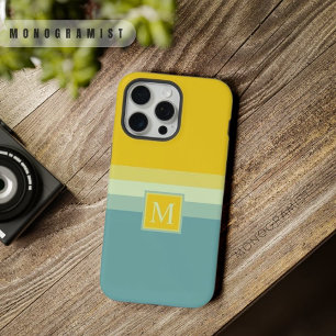 Anpassbarer Blau Weiß Gelb Farbblock iPhone 15 Pro Max Hülle