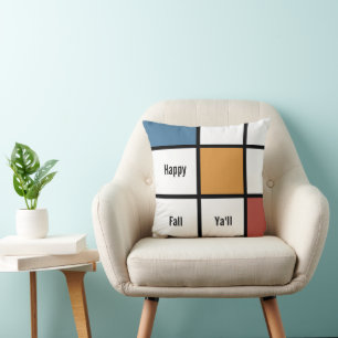 Anpassbarer blauer Gold Mondrian-Stil Kissen