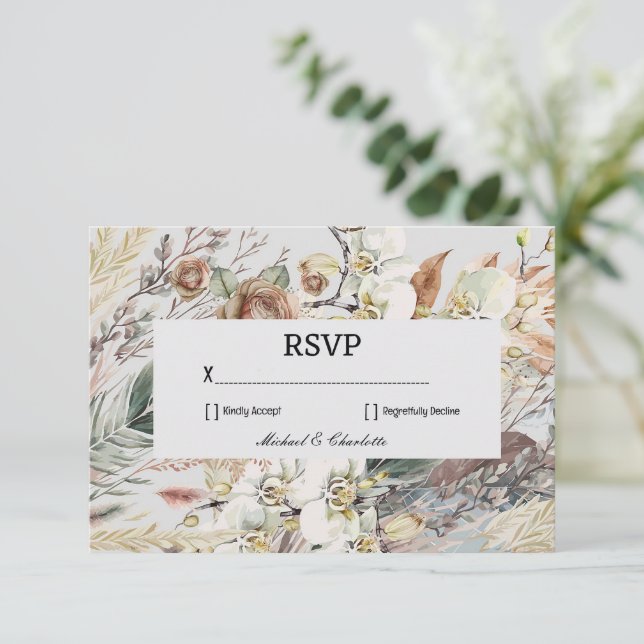 Anpassbarer Boho-Stil RSVP Karte (Stehend Vorderseite)