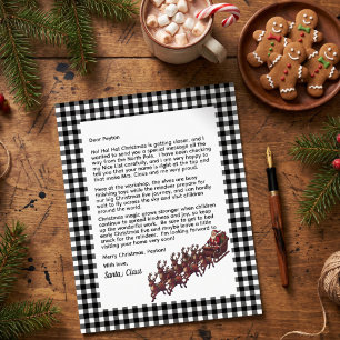 Anpassbarer Brief Von Santa Schwarz-Weiß-Karo