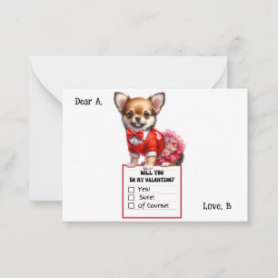 Anpassbarer Chihuahua-Welpe Valentinstag Mitteilungskarte