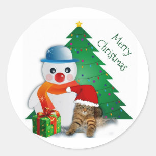 Anpassbarer Frohe Weihnachten Klassischer Aufklebe Runder Aufkleber