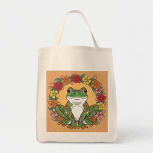 Anpassbarer Frosch-Blume-Power Tragetasche